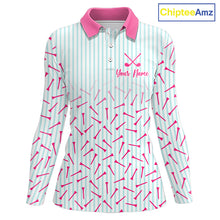 Load image into Gallery viewer, front view of long sleeve matching best friends golf polo shirt custom name best friend gift