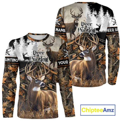 Custom Whitetail Deer Hunting Shirt Camouflage Deer Hunter Custom Name, Hunting Gift NBT291