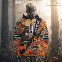 Load image into Gallery viewer, Deer Hunting Orange Camouflage 3D Printing Custom Name Shirts, Best Deer Hunting Shirts for Men NBT152