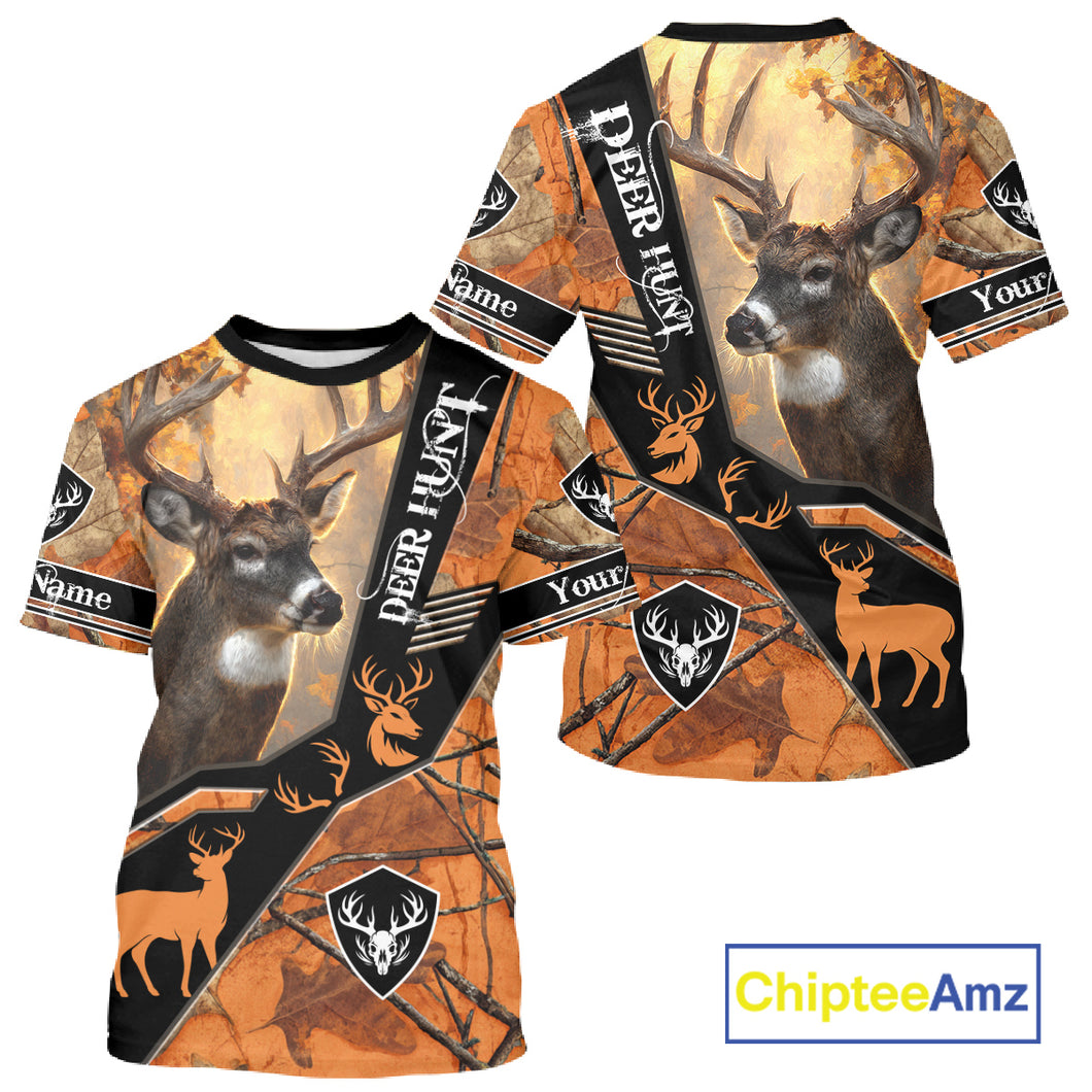 Deer Hunting Orange Camouflage 3D Printing Custom Name Shirts, Best Deer Hunting Shirts for Men NBT152