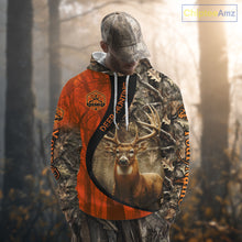 Load image into Gallery viewer, Orange Deer Camouflage US Flag Personalized Hunting Shirts, Hunting Outfit NBT57