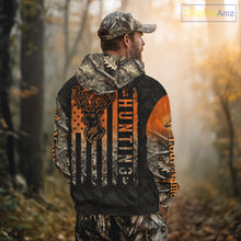 Load image into Gallery viewer, Orange Deer Camouflage US Flag Personalized Hunting Shirts, Hunting Outfit NBT57
