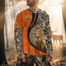 Load image into Gallery viewer, Orange Deer Camouflage US Flag Personalized Hunting Shirts, Hunting Outfit NBT57