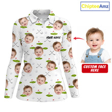 Load image into Gallery viewer, Personalized Face &amp; Name Golf Polo Shirt For Women, Best Mom Golf Shirt, Mother's Day Gift Polo|White NBT661