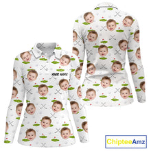 Load image into Gallery viewer, Personalized Face &amp; Name Golf Polo Shirt For Women, Best Mom Golf Shirt, Mother's Day Gift Polo|White NBT661