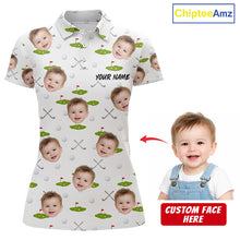 Load image into Gallery viewer, Personalized Face &amp; Name Golf Polo Shirt For Women, Best Mom Golf Shirt, Mother's Day Gift Polo|White NBT661