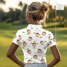 Load image into Gallery viewer, Personalized Face &amp; Name Golf Polo Shirt For Women, Best Mom Golf Shirt, Mother's Day Gift Polo|White NBT661