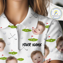 Load image into Gallery viewer, Personalized Face &amp; Name Golf Polo Shirt For Women, Best Mom Golf Shirt, Mother's Day Gift Polo|White NBT661