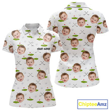 Load image into Gallery viewer, Personalized Face &amp; Name Golf Polo Shirt For Women, Best Mom Golf Shirt, Mother's Day Gift Polo|White NBT661
