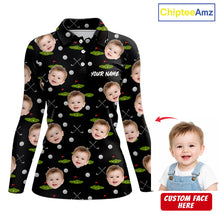 Load image into Gallery viewer, Personalized Face &amp; Name Golf Polo Shirt For Women, Best Mom Golf Shirt, Mother's Day Gift Polo|Black NBT662