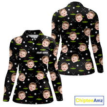 Load image into Gallery viewer, Personalized Face &amp; Name Golf Polo Shirt For Women, Best Mom Golf Shirt, Mother's Day Gift Polo|Black NBT662