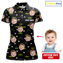 Load image into Gallery viewer, Personalized Face &amp; Name Golf Polo Shirt For Women, Best Mom Golf Shirt, Mother's Day Gift Polo|Black NBT662