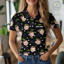 Load image into Gallery viewer, Personalized Face &amp; Name Golf Polo Shirt For Women, Best Mom Golf Shirt, Mother's Day Gift Polo|Black NBT662