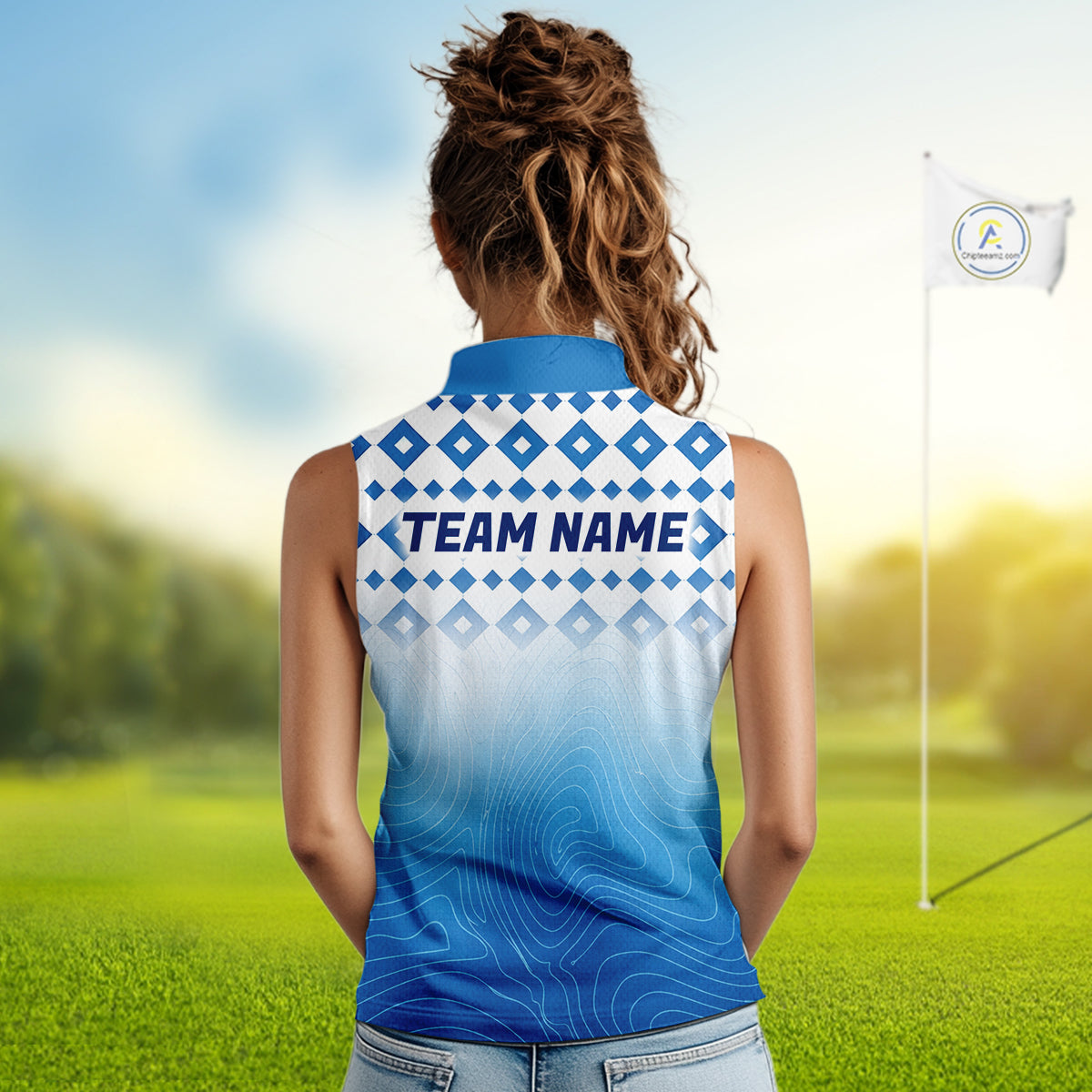 Personalized Green Sleeveless Golf Polos Shirts For Women Custom Golf Ball Women Golf Tops NBT535
