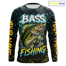 Load image into Gallery viewer, Personalized Neon Color Bass Long Sleeve Fishing Shirts, Largemouth Bass Fishing Jerseys For Men NBT668
