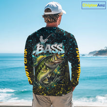 Load image into Gallery viewer, Personalized Neon Color Bass Long Sleeve Fishing Shirts, Largemouth Bass Fishing Jerseys For Men NBT668