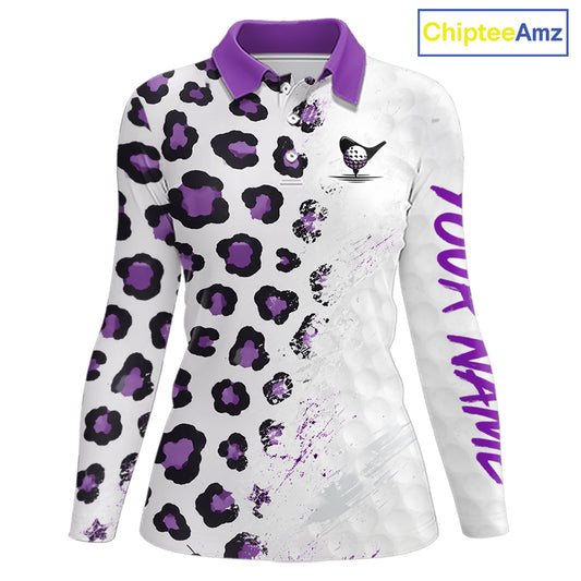 White long-sleeve shirt with purple and black pattern