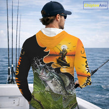 Load image into Gallery viewer, Personalized Fish Reaper Sunset Design Crappie Long Sleeve Hooded Fishing Shirts NBT674