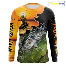 Load image into Gallery viewer, Personalized Fish Reaper Sunset Design Crappie Fishing Shirts Long Sleeve NBT674