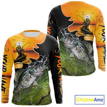 Load image into Gallery viewer, Personalized Fish Reaper Sunset Design Crappie Fishing Shirts Long Sleeve NBT674