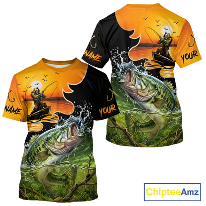 Personalized Fish Reaper Sunset Design Crappie Fishing T-Shirts NBT674