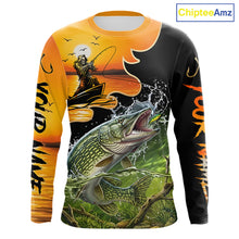Load image into Gallery viewer, Personalized Fish Reaper Sunset Design Northern Pike Fishing Shirts Long Sleeve NBT675