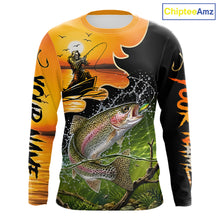 Load image into Gallery viewer, Personalized Fish Reaper Sunset Design Rainbow Trout Fishing Shirts Long Sleeve NBT676