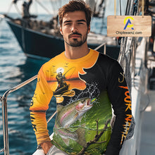 Load image into Gallery viewer, Personalized Fish Reaper Sunset Design Rainbow Trout Fishing Shirts Long Sleeve NBT676