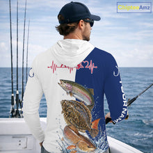 Load image into Gallery viewer, Blue Texas Slam Fishing Custom Performance Long Sleeve Hooded Team Redfish, Trout, Flounder Fishing Shirts NBT679