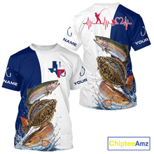 Load image into Gallery viewer, Blue Texas Slam Fishing Custom Performance Team Redfish, Trout, Flounder Fishing T-Shirts NBT679