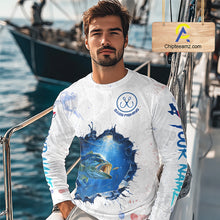 Load image into Gallery viewer, Custom Bass Fishing Long Sleeve Tournament Shirts, Largemouth Bass Fishing Apparel | White NBT680