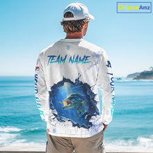 Load image into Gallery viewer, Custom Bass Fishing Long Sleeve Tournament Shirts, Largemouth Bass Fishing Apparel | White NBT680