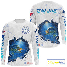 Load image into Gallery viewer, Custom Bass Fishing Long Sleeve Tournament Shirts, Largemouth Bass Fishing Apparel | White NBT680