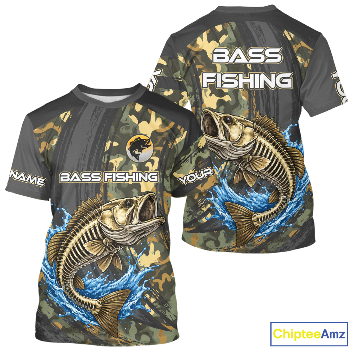 Personalized Largemouth  Bass Skeleton Fishing Shirts, Bass Fishing Tournament Jerseys NBT349