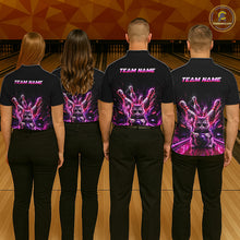 Load image into Gallery viewer, Custom Funny Cat Bowling Shirt For Women Neon Pink Bowling Jersey Polo &amp; Quarter-Zip Bowling Outfit NBT879