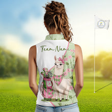 Load image into Gallery viewer, Funny Alpaca Llama Plaid Pattern Womens Sleeveless Golf Polo Shirts, Personalized Golf Gifts NBT791