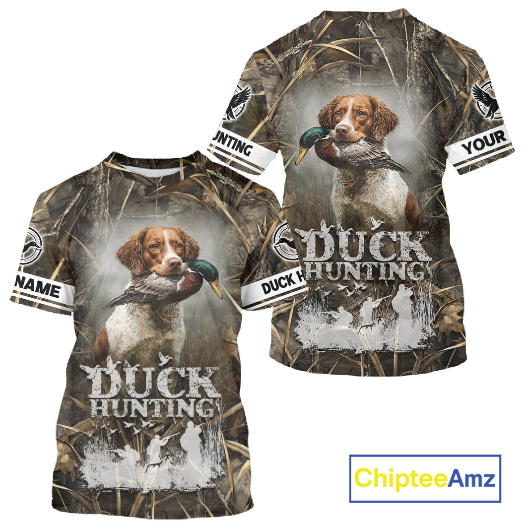 Mallard Duck Hunting Camouflage Shirts With Brittany Dog, Duck Hunting Season, Hunting Gifts NBT180
