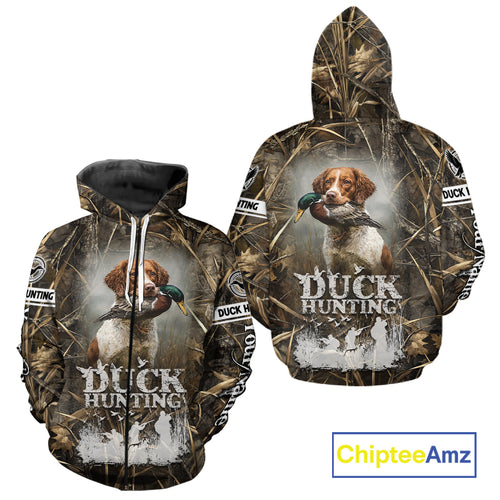 Mallard Duck Hunting Camouflage Shirts With Brittany Dog, Duck Hunting Season, Hunting Gifts NBT180