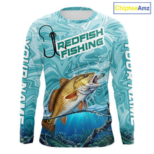 Load image into Gallery viewer, Custom Redfish Long Sleeve Performance Fishing Shirts, Water Camo Saltwater Fishing Jerseys NBT691