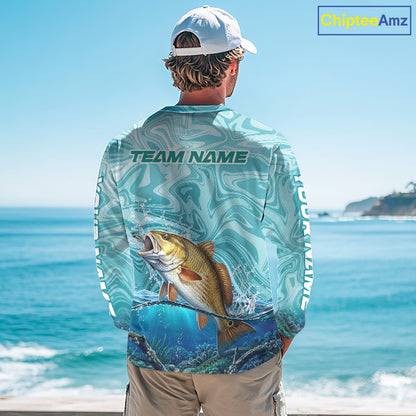 Custom Redfish Long Sleeve Performance Fishing Shirts, Water Camo Saltwater Fishing Jerseys NBT691