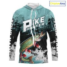 Load image into Gallery viewer, Personalized Northern Pike Fishing Jersey, Team Pike Fishing Long Sleeve Hooded Tournament Shirts NBT693