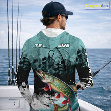 Load image into Gallery viewer, Personalized Northern Pike Fishing Jersey, Team Pike Fishing Long Sleeve Hooded Tournament Shirts NBT693