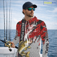 Load image into Gallery viewer, Red Camo Custom Walleye Fishing Shirts with Hood For Men, Walleye Fishing Team Shirts NBT441