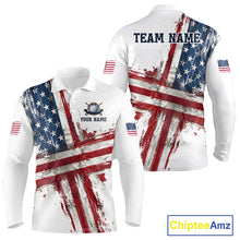 Load image into Gallery viewer, Custom US Golf Polo Shirt American Flag White Golf Shirts For Men, Patriotic Golf Shirt NBT701