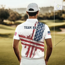 Load image into Gallery viewer, Custom US Golf Polo Shirt American Flag White Golf Shirts For Men, Patriotic Golf Shirt NBT701