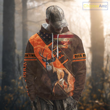 Load image into Gallery viewer, Whitetail Deer Hunting Leather Pattern Custom Name Shirt 3D All Over Printed Clothes, Hunting Gifts NBT90