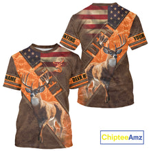 Load image into Gallery viewer, Whitetail Deer Hunting Leather Pattern Custom Name Shirt 3D All Over Printed Clothes, Hunting Gifts NBT90