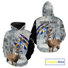 Load image into Gallery viewer, Snow Camo Deer Hunting Shirt, Pennsylvania Flag, Whitetail Hunters NBT13