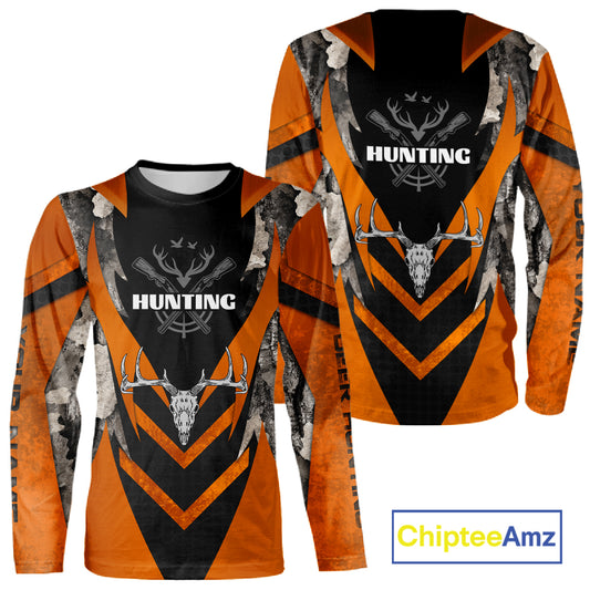 Deer Hunting Shirts Burnt Orange Camo With Deer Skull - Best Gift Ideas for Hunter NBT20
