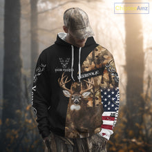 Load image into Gallery viewer, Whitetail Deer Hunting Shirt Camo With US Flag And Buck Head  – Best Hunter Gift NBT22